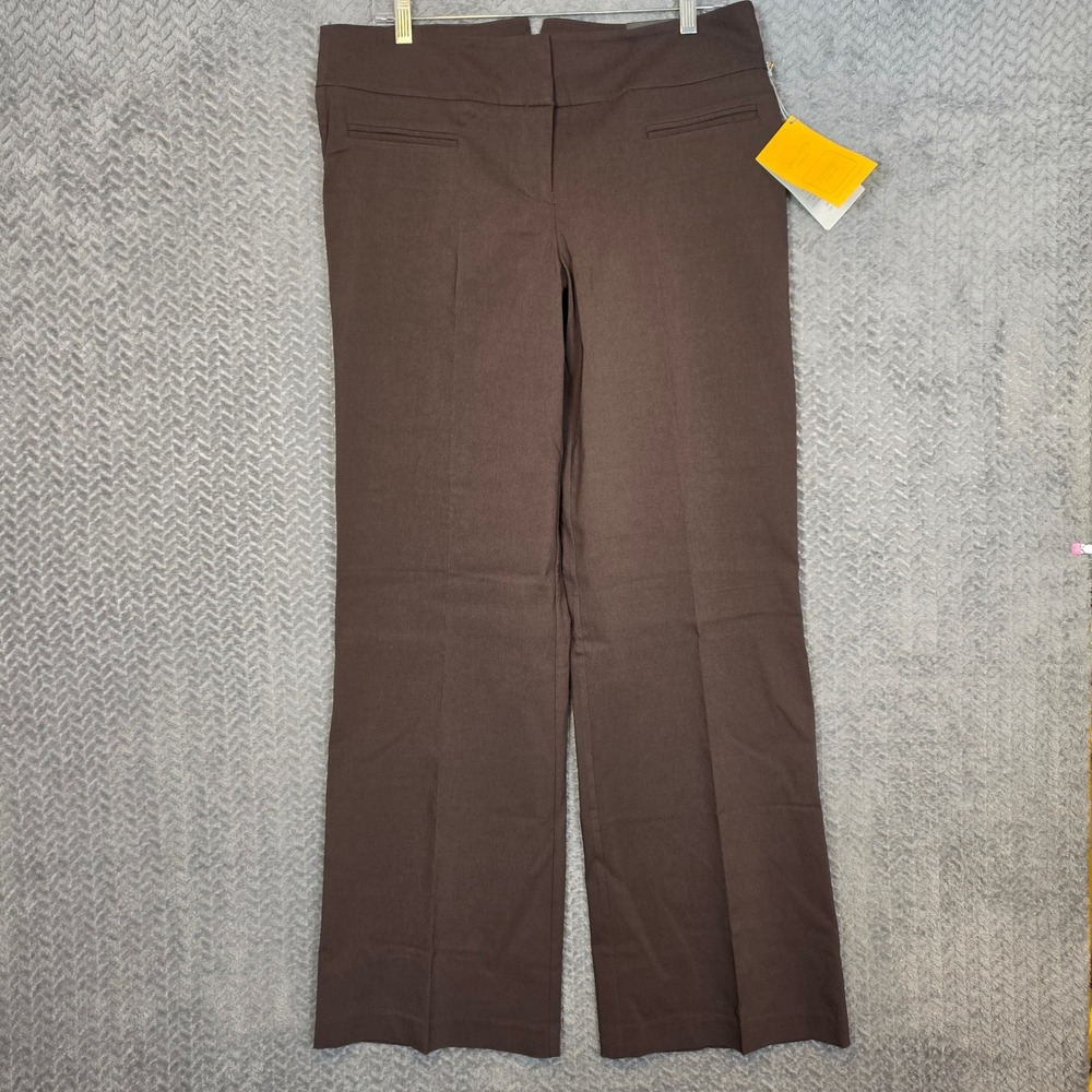 Lane Bryant Lafayette Brown Wide Leg Dress Pants Right Fit Yellow Size 2